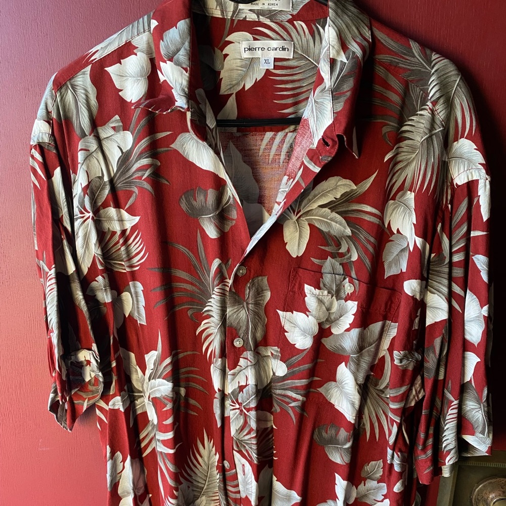 Mens XL Pierre Cardin Tropical Hawaiian Shirt
